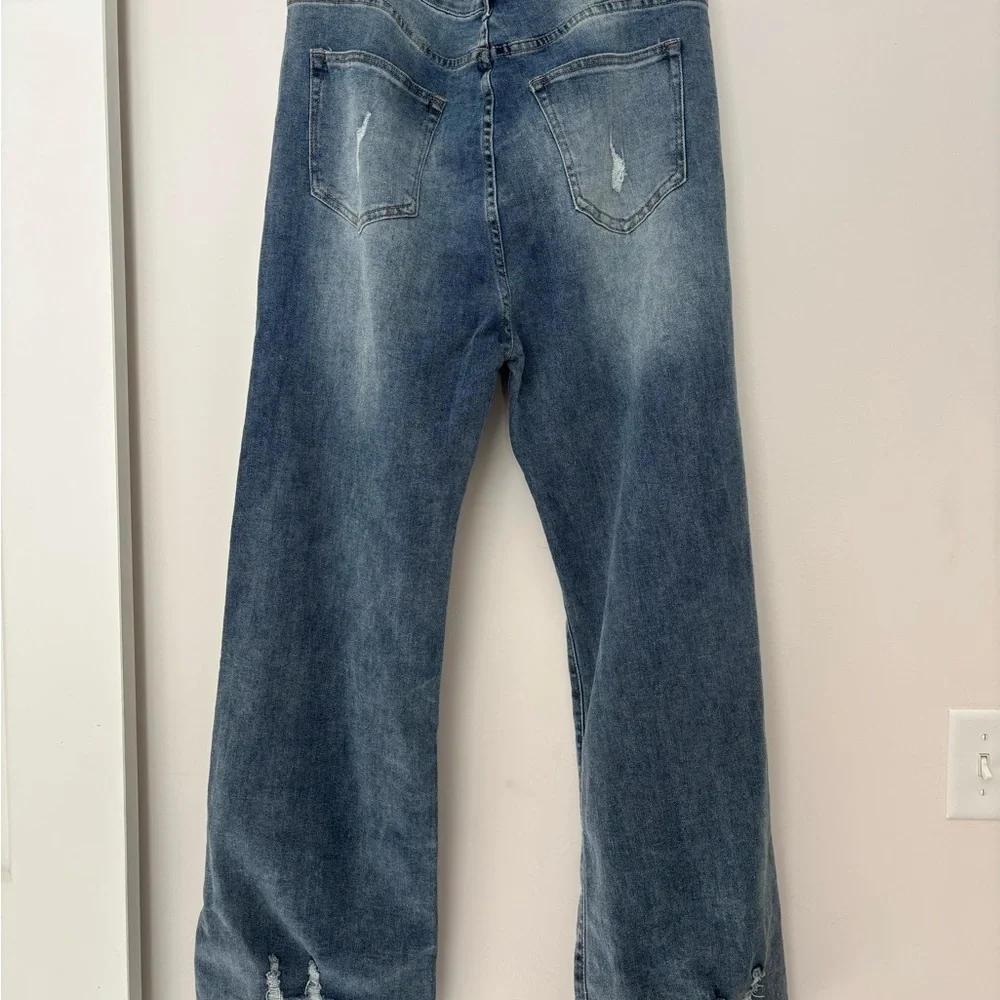 ZigZag Stripe distressed spilt hem jeans size 22